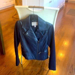 Banana Republic navy blue leather jacket